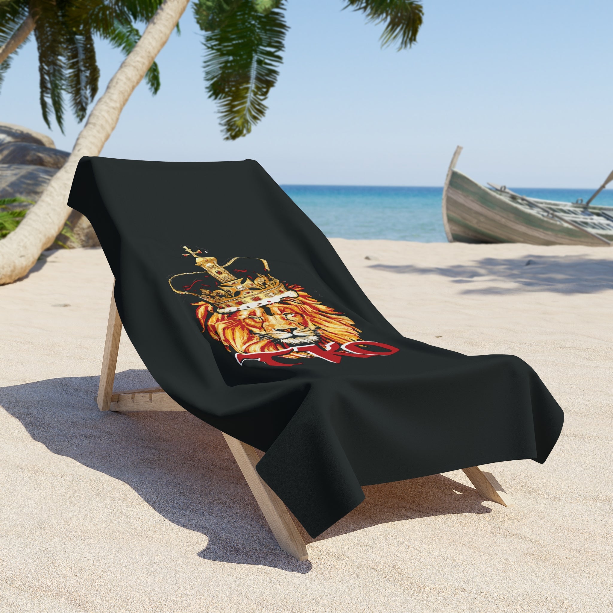 Black TKO Beach Towel