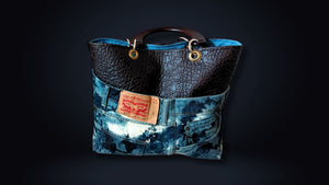 Brown Alligator Denim Kirksey Tote