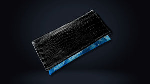 Ms. Jones Clutch - Black Croc and Denim